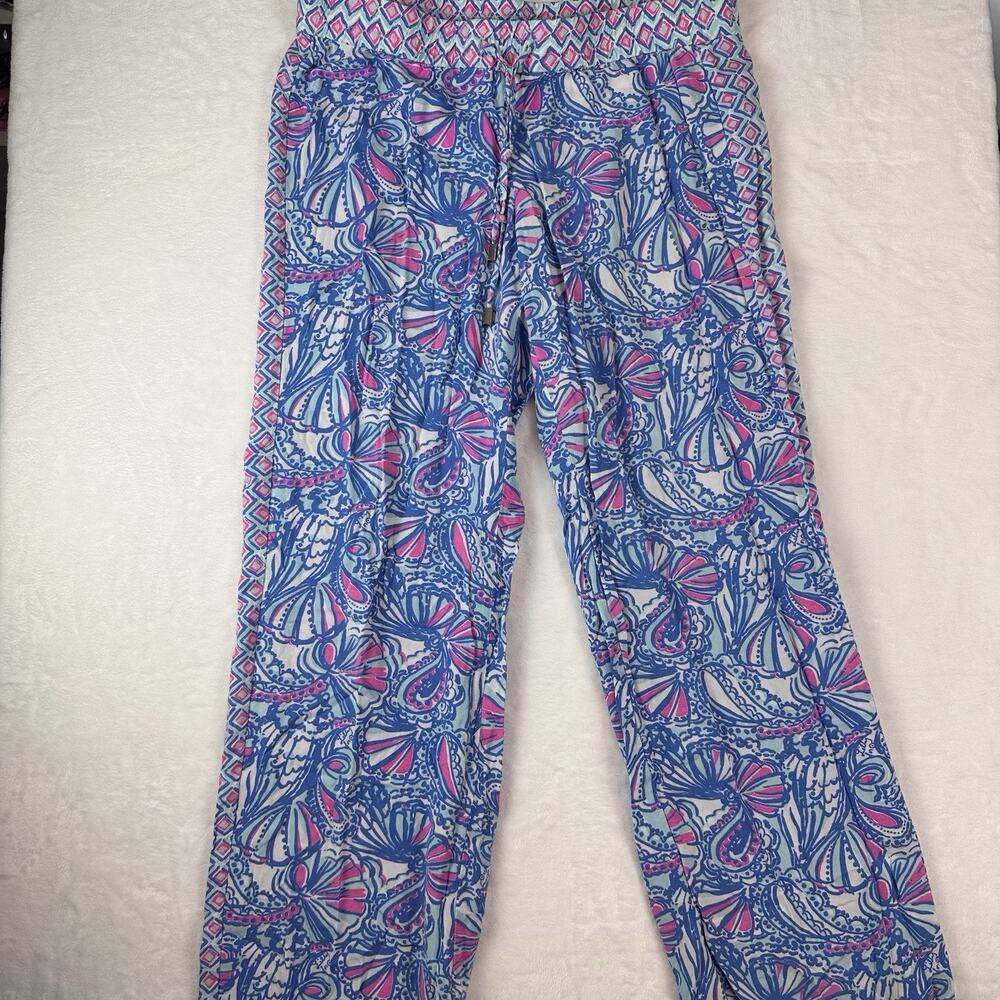 Lilly Pulitzer X Target Women’s Medium Blue Pink Paisley Pull On Resort Pants